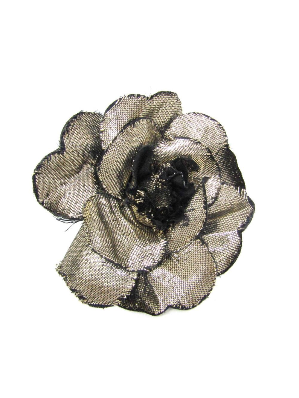 Chanel Camellia Brooch Textile Black #377897C34B